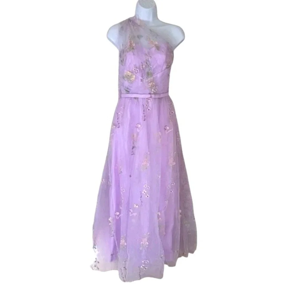 Girls Purple Fairy Dress 14 Maxi Floral Corset One Shoulder Special Event NWT